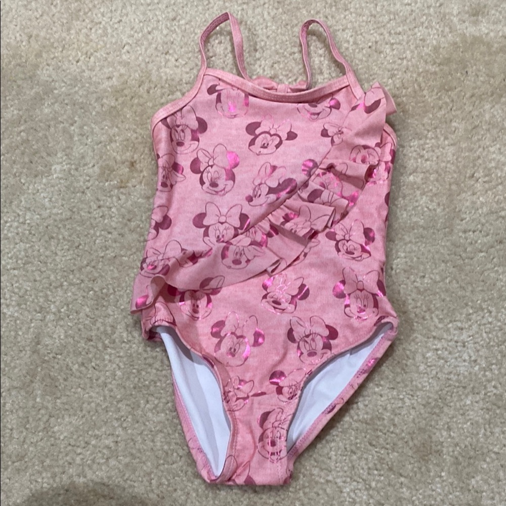 Disney Pink One Piece Swimsuit with Minnie Print